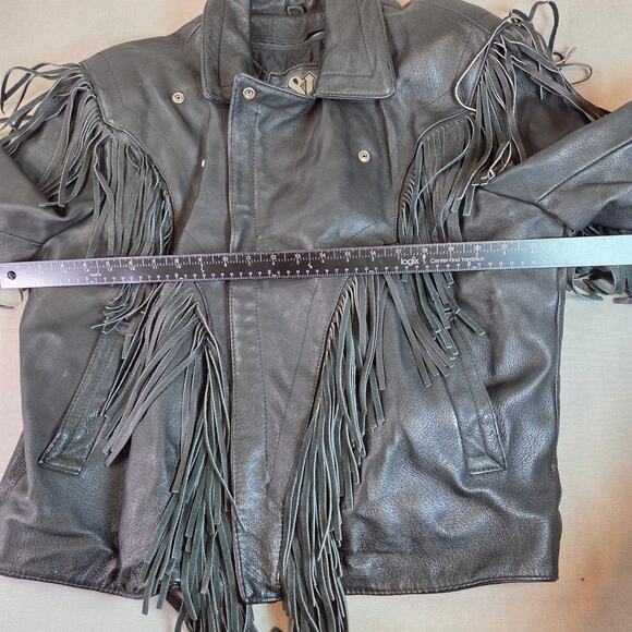 Vintage 90s Street Legal Bermans Leather Fringe Jacket Men’s Sz 44 L - Picture 12 of 15